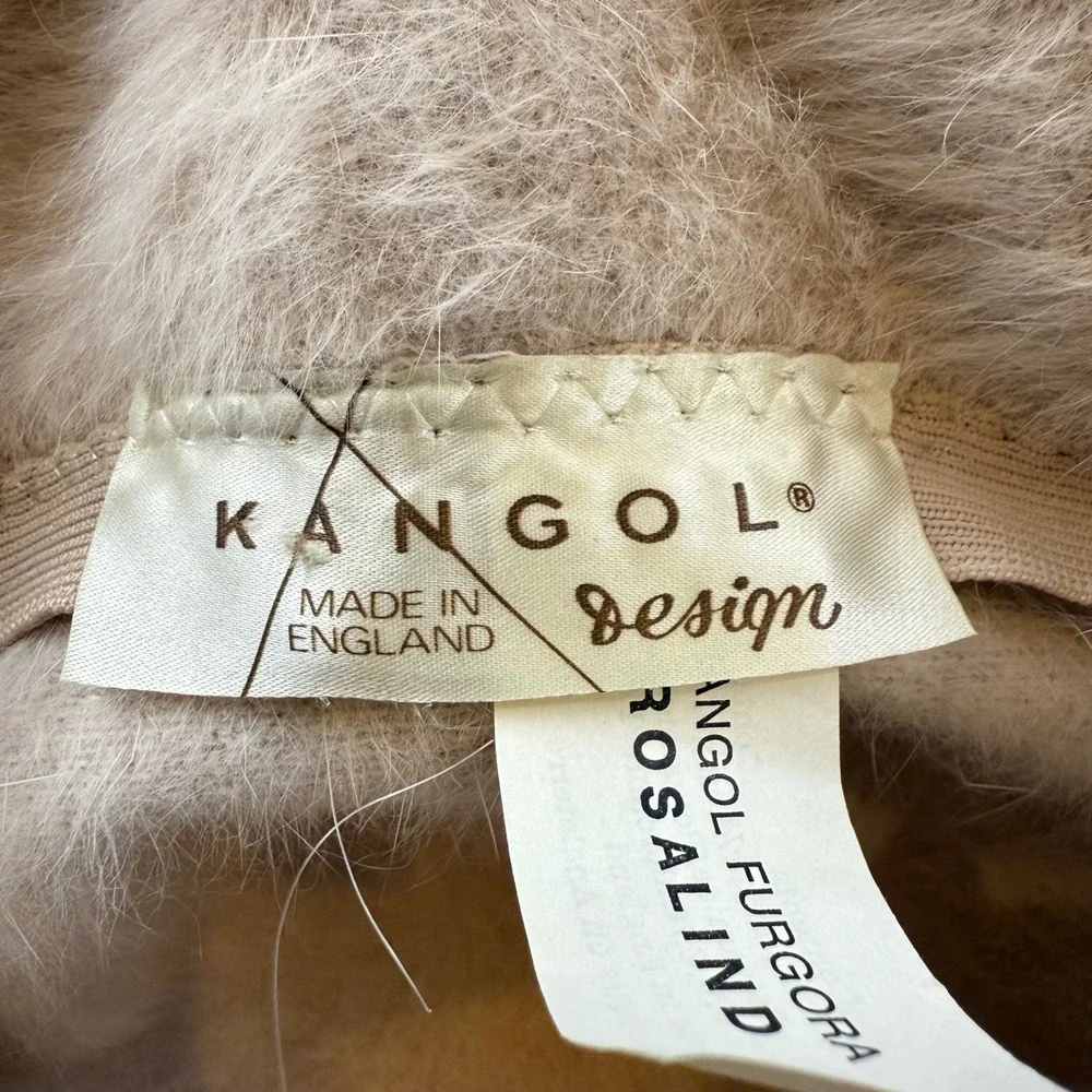 Kangol Furgora Rosalind Hat Pink Beige Rabbit Hair Angora Cloche Bucket